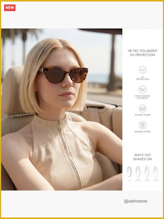 Vintage Retro Cat Eye Acetate Polarized UV Protection Sunglasses